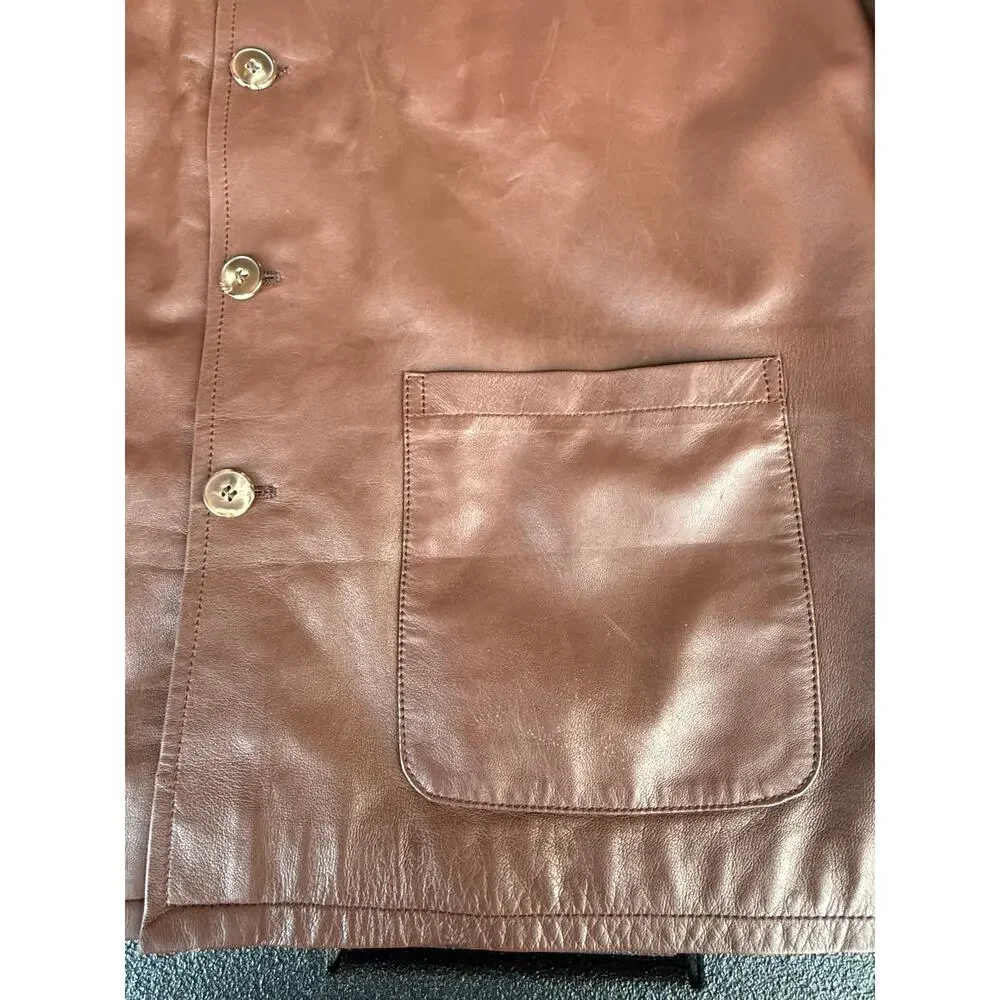VTG Marco Pierguidi Italian Leather Jacket Mens Med Brown Car Chore Coat Italy⁠